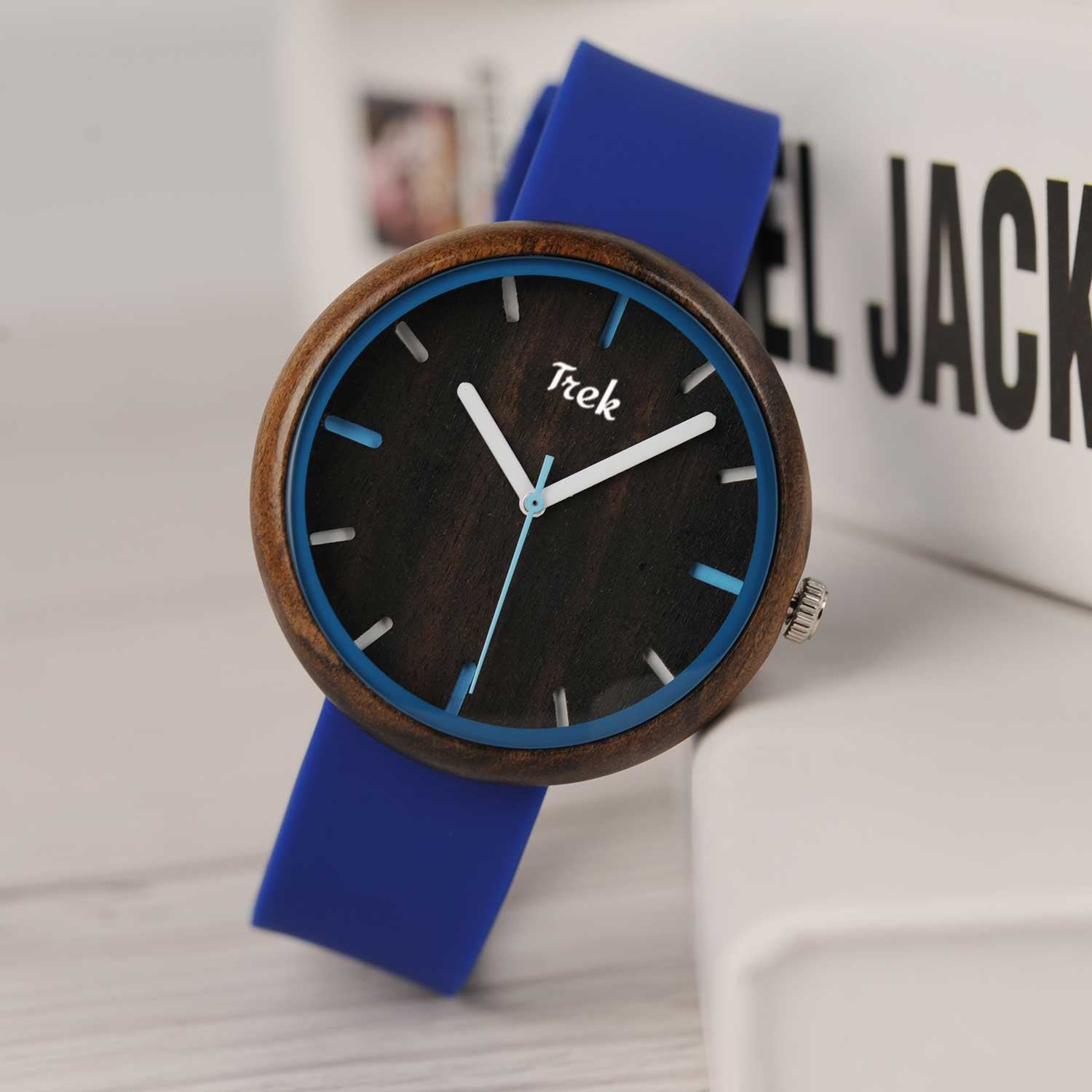 Luna Wooden Watch in Blue | Trek Watches