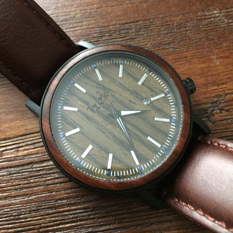 McAlister Men’s Luxury (Brown) Wrist Watch with Wood Watch Face - Trek Watches