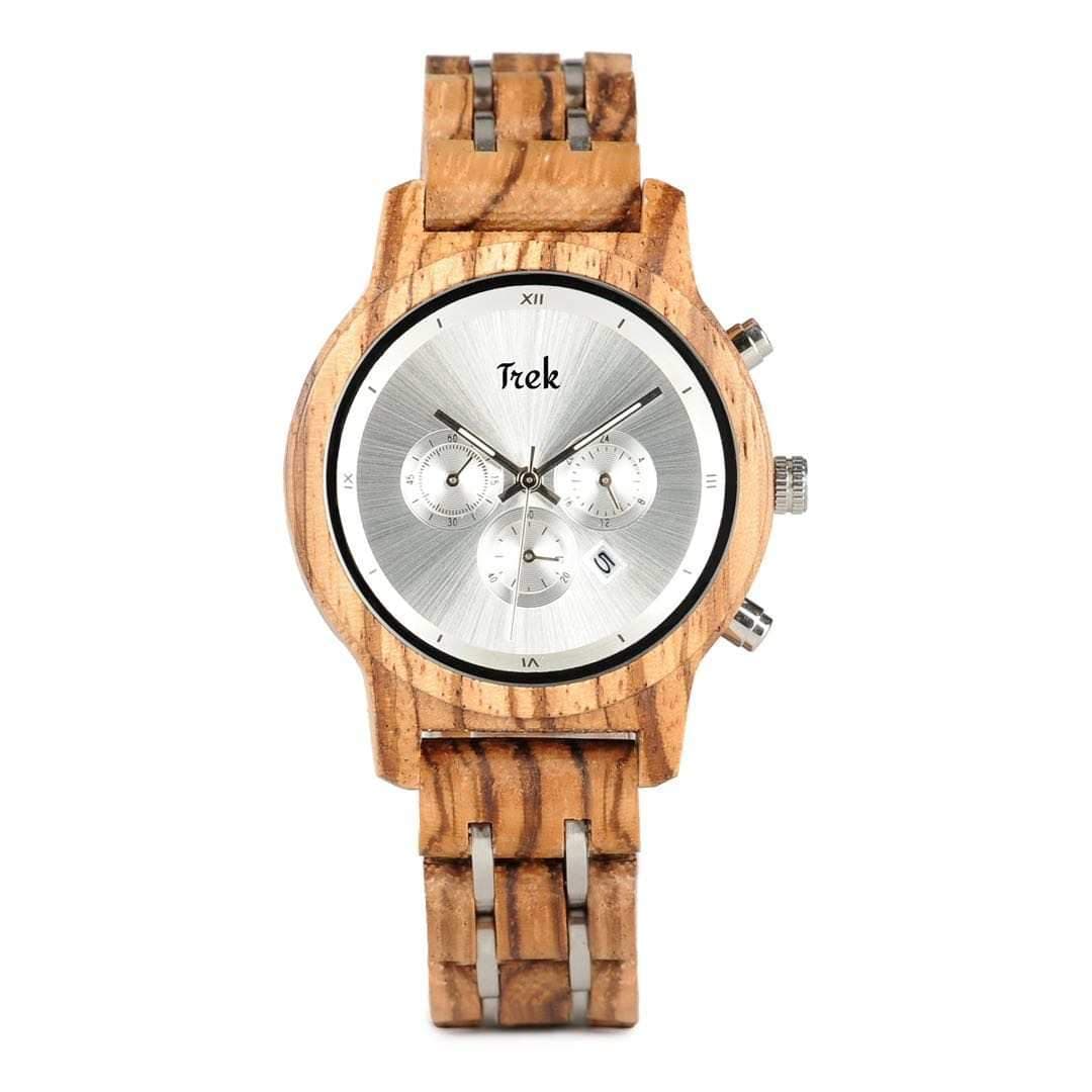 Edith Women’s Luxury Chronograph Wood Watch (Pearl Silver) - Trek Watches