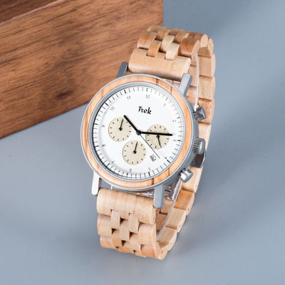 Darwin Men’s Luxury Chronograph Wood Watch (Light Brown) - Trek Watches