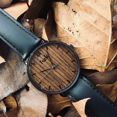 Alouette Luxury Men's Wrist Watch with Wood Watch Face (Black) - Trek Watches